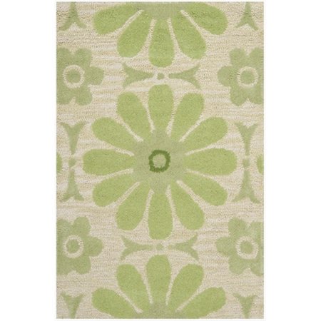 SAFAVIEH 3 x 5 ft. Small Rectangle Novelty Kids Beige and Green Hand Tufted Rug SFK319A-3